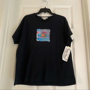 Women’s Size M Black Fish Design T-Shirt